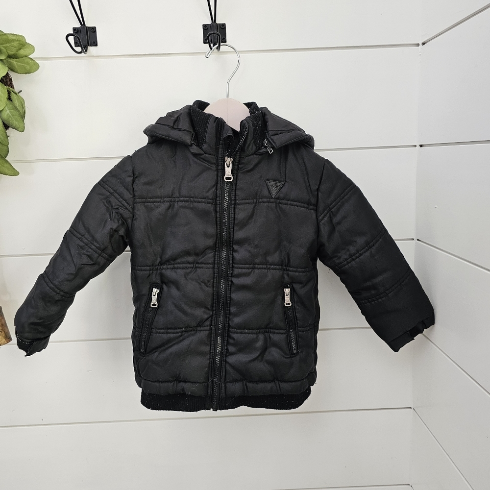 Guess black winter jacket boys sz 4